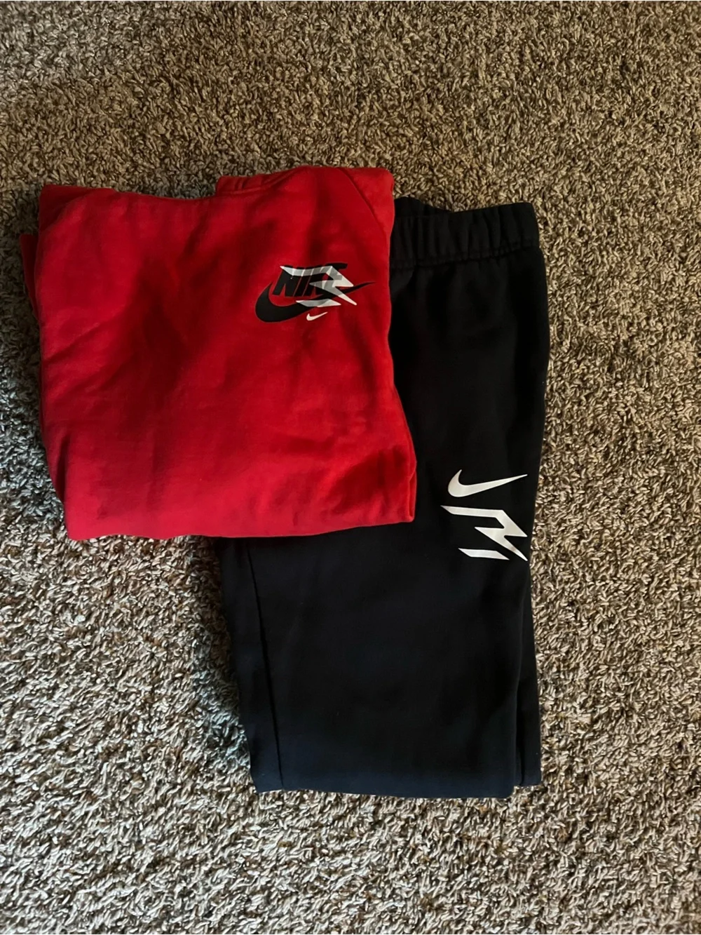 Nike Kids Red Hoodie and Black Joggers Set